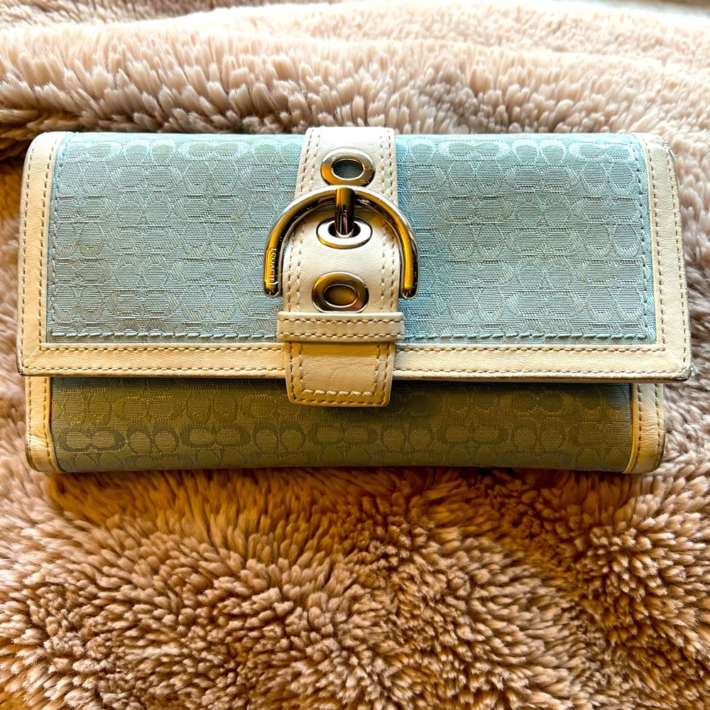 Large Blue Coach Wallet w/ Checkbook Cover